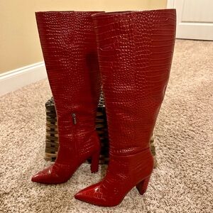 Sam Edelman Fraya croc embossed knee boots. 7.5